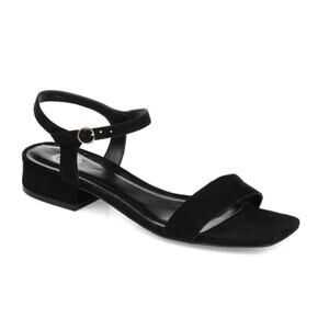 JOURNEE COLLECTION WOMENS BEYLA BLOCK HEEL FLAT SANDALS BLACK 7M